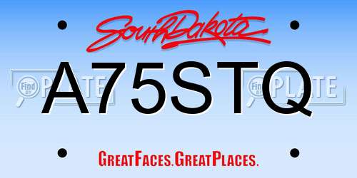 A75STQ South Dakota License Plate