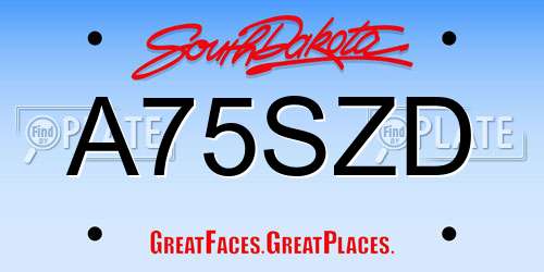 A75SZD South Dakota License Plate