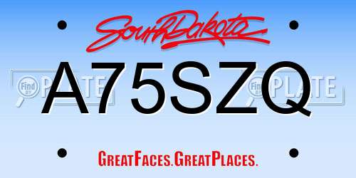 A75SZQ South Dakota License Plate