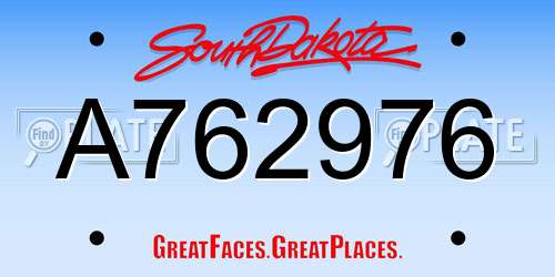 A762976 South Dakota License Plate