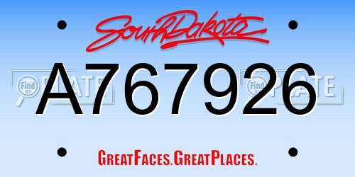 A767926 South Dakota License Plate