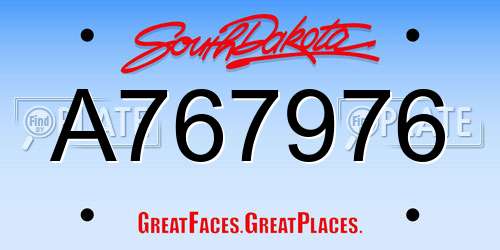 A767976 South Dakota License Plate