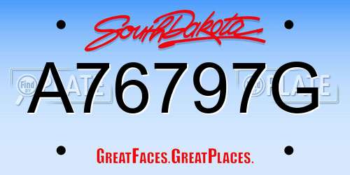 A76797G South Dakota License Plate
