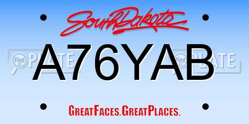 A76YAB South Dakota License Plate