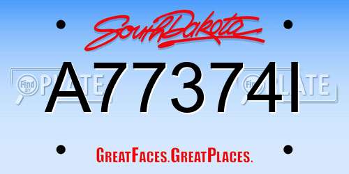 A77374I South Dakota License Plate