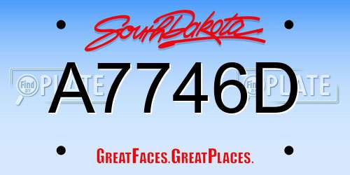A7746D South Dakota License Plate