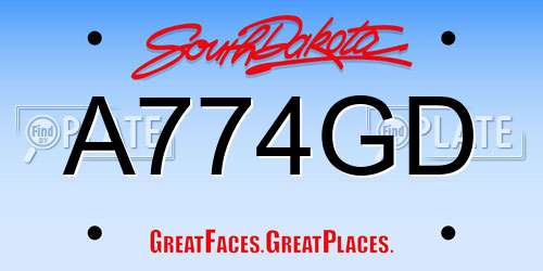 A774GD South Dakota License Plate