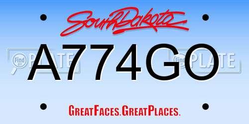 A774GO South Dakota License Plate