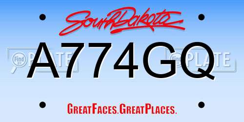 A774GQ South Dakota License Plate