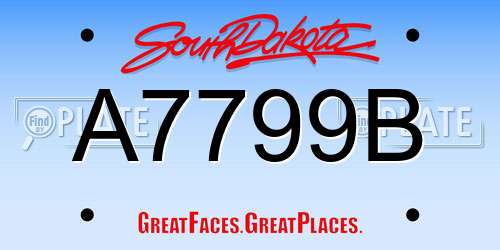 A7799B South Dakota License Plate
