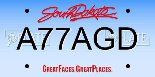 A77AGD South Dakota License Plate