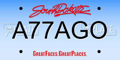 A77AGO South Dakota License Plate