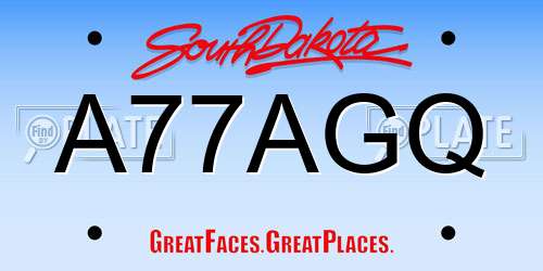 A77AGQ South Dakota License Plate