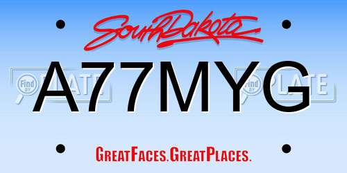 A77MYG South Dakota License Plate