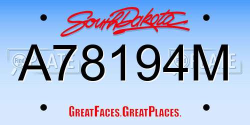 A78194M South Dakota License Plate