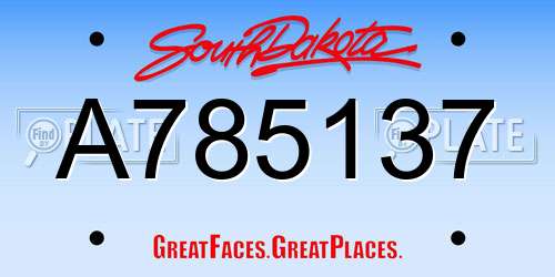 A785137 South Dakota License Plate