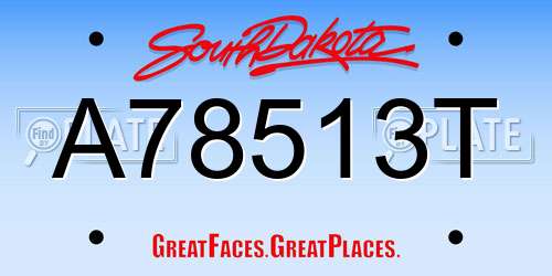 A78513T South Dakota License Plate