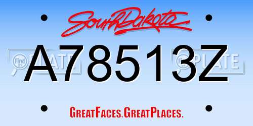 A78513Z South Dakota License Plate