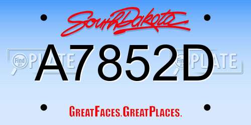 A7852D South Dakota License Plate