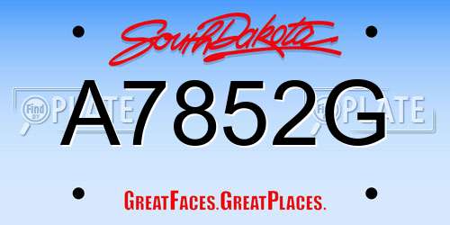 A7852G South Dakota License Plate