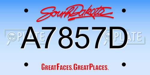 A7857D South Dakota License Plate