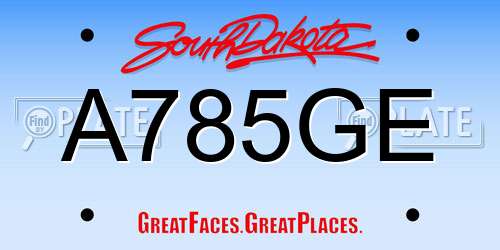 A785GE South Dakota License Plate