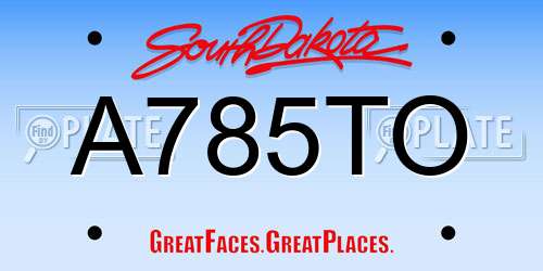 A785TO South Dakota License Plate