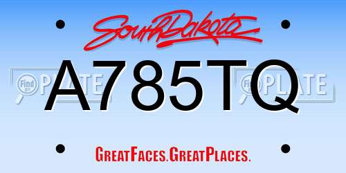 A785TQ South Dakota License Plate