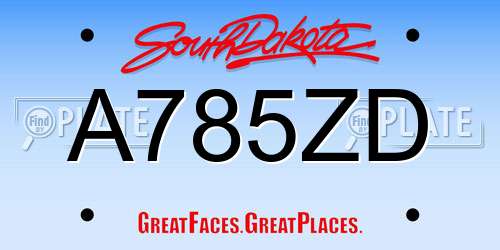 A785ZD South Dakota License Plate