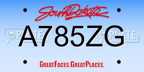 A785ZG South Dakota License Plate