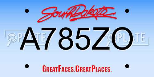 A785ZO South Dakota License Plate