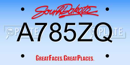 A785ZQ South Dakota License Plate