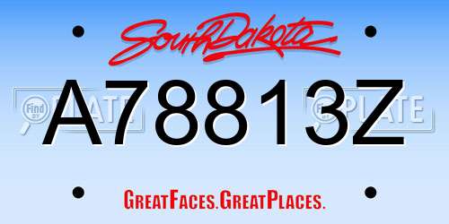 A78813Z South Dakota License Plate