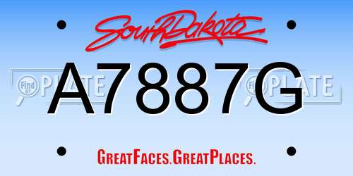 A7887G South Dakota License Plate