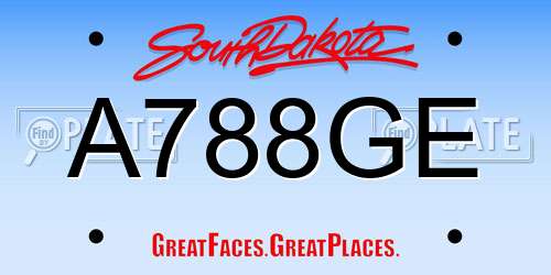 A788GE South Dakota License Plate