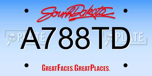 A788TD South Dakota License Plate