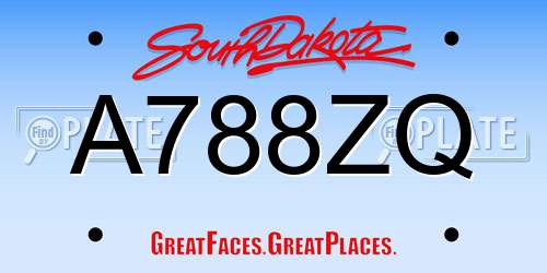 A788ZQ South Dakota License Plate