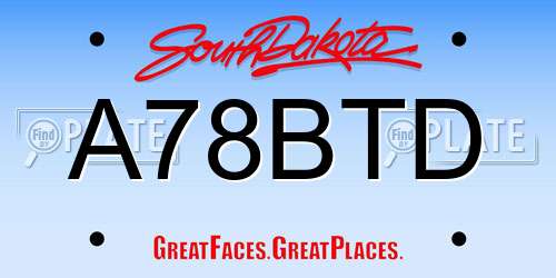 A78BTD South Dakota License Plate