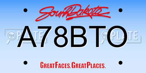 A78BTO South Dakota License Plate