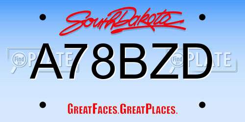 A78BZD South Dakota License Plate