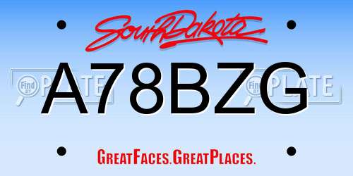 A78BZG South Dakota License Plate