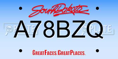 A78BZQ South Dakota License Plate