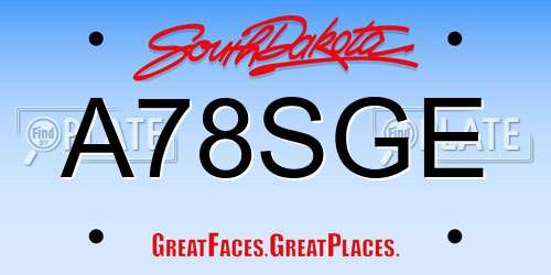 A78SGE South Dakota License Plate