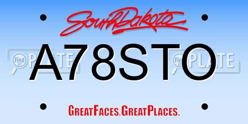 A78STO South Dakota License Plate