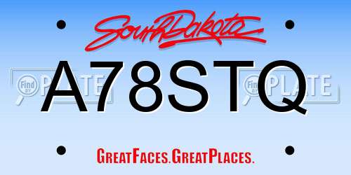 A78STQ South Dakota License Plate