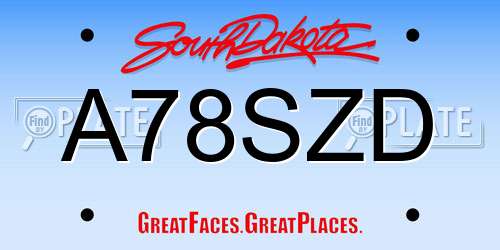 A78SZD South Dakota License Plate