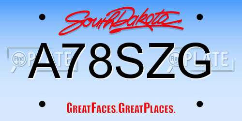 A78SZG South Dakota License Plate