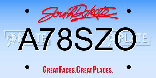A78SZO South Dakota License Plate