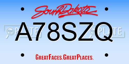 A78SZQ South Dakota License Plate