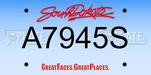 A7945S South Dakota License Plate